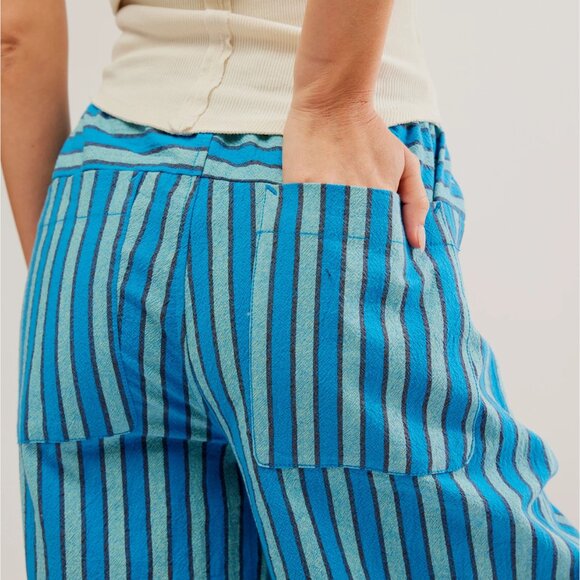 Free People Hudson Canyon Stripe Pant in Blue Combo - Picture 2 of 6